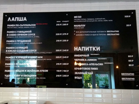 Всё меню лапшичной на одной фотографии, ничего лишнего Всё меню лапшичной на одной фотографии, ничего лишнего